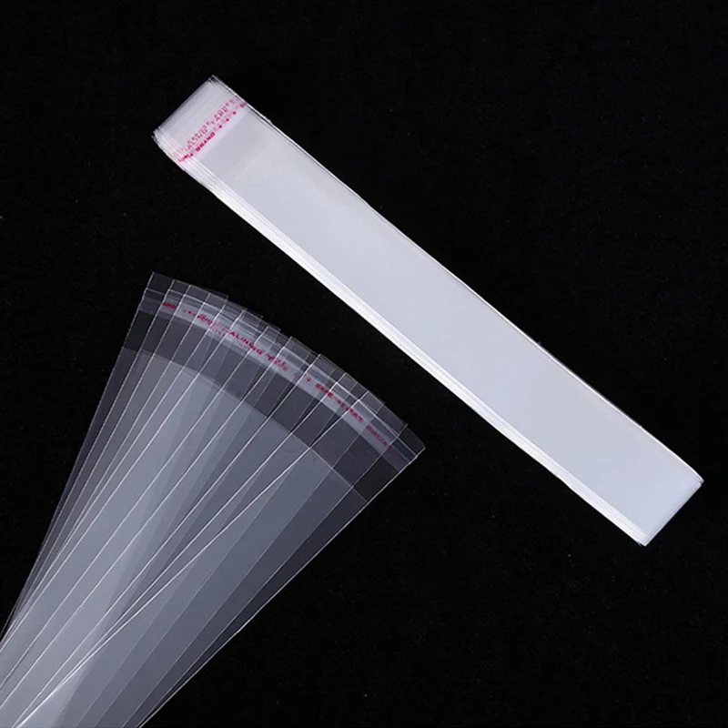 100pcs Long Transparent Plastic OPP Bags Self-adhesive Small Business DIY Pendant Necklace Bracelet Packaging Storage Pourch