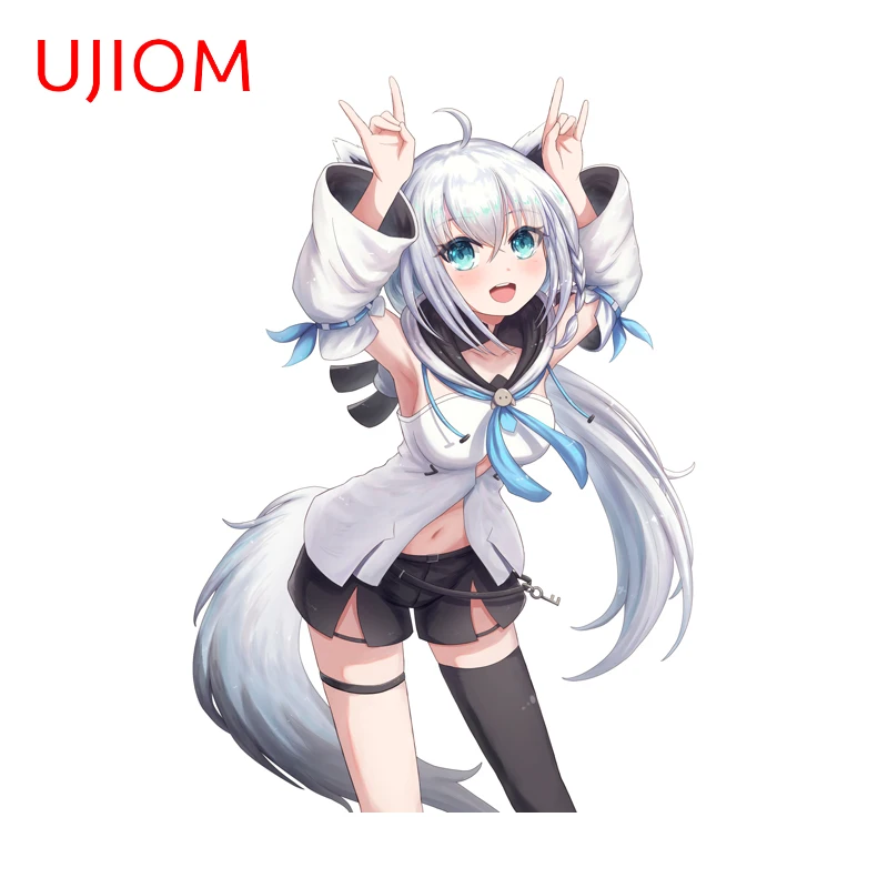 UJIOM Shirakami Fubuki Fox Ears Wall Sticker White Hair Personification Cute Gentle Decal Ransparent Storage Box Decoration