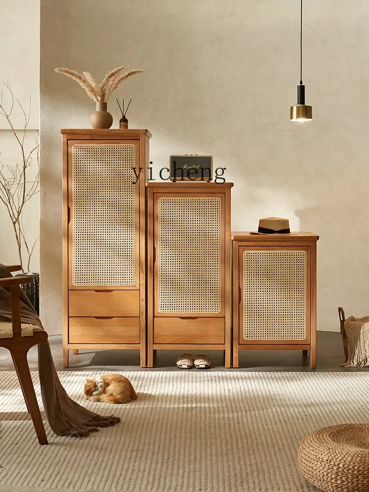 ZZ Rattan خشب متين لون غرفة المعيشة خزانة عالية ومنخفضة Inn B & B مزيج البدلة #3