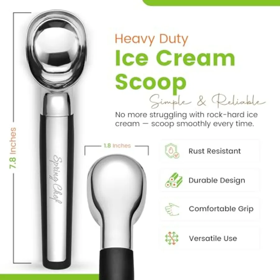 Heavy Duty Metal Ice Cream Scoop - Dishwasher Safe Ice Cream Scooper, Commercial Icecream Scoop Spade, Professional Kitchen Too