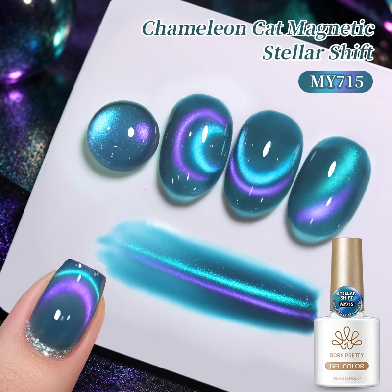 BORN PRETTY Chameleon Cat Magnetic Gel Polish 10ml Stellar Shift  Double Colors Ultra Shine Semi Permanent UV Gel Varnish