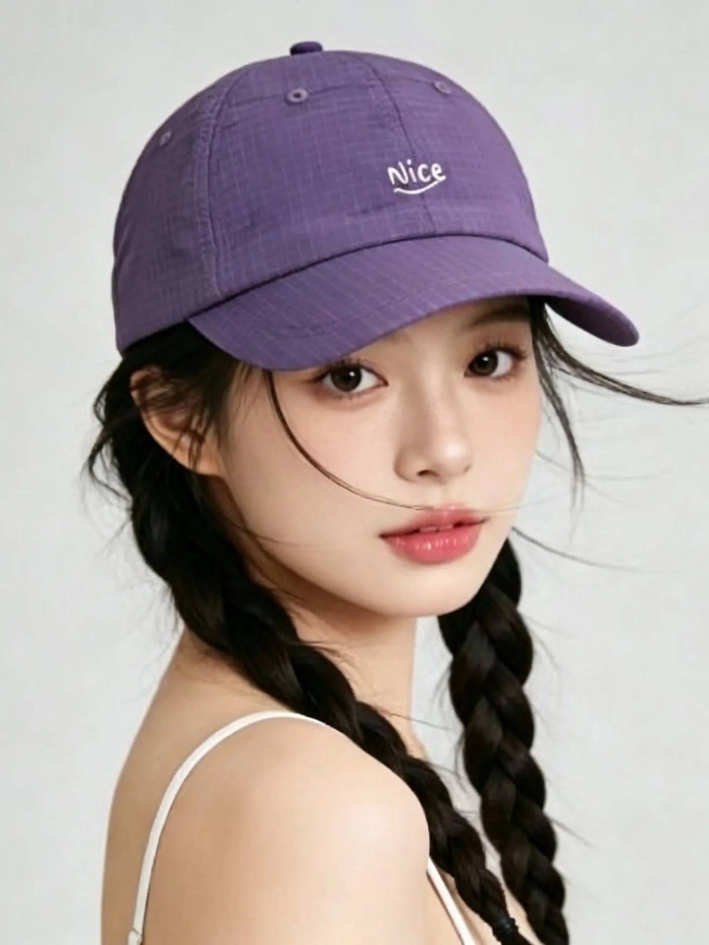 lightweight-quick-dry-breathable-summer-outdoor-women's-checkered-baseball-cap-adjustable-wide-brim-sunshade-hat-trendy