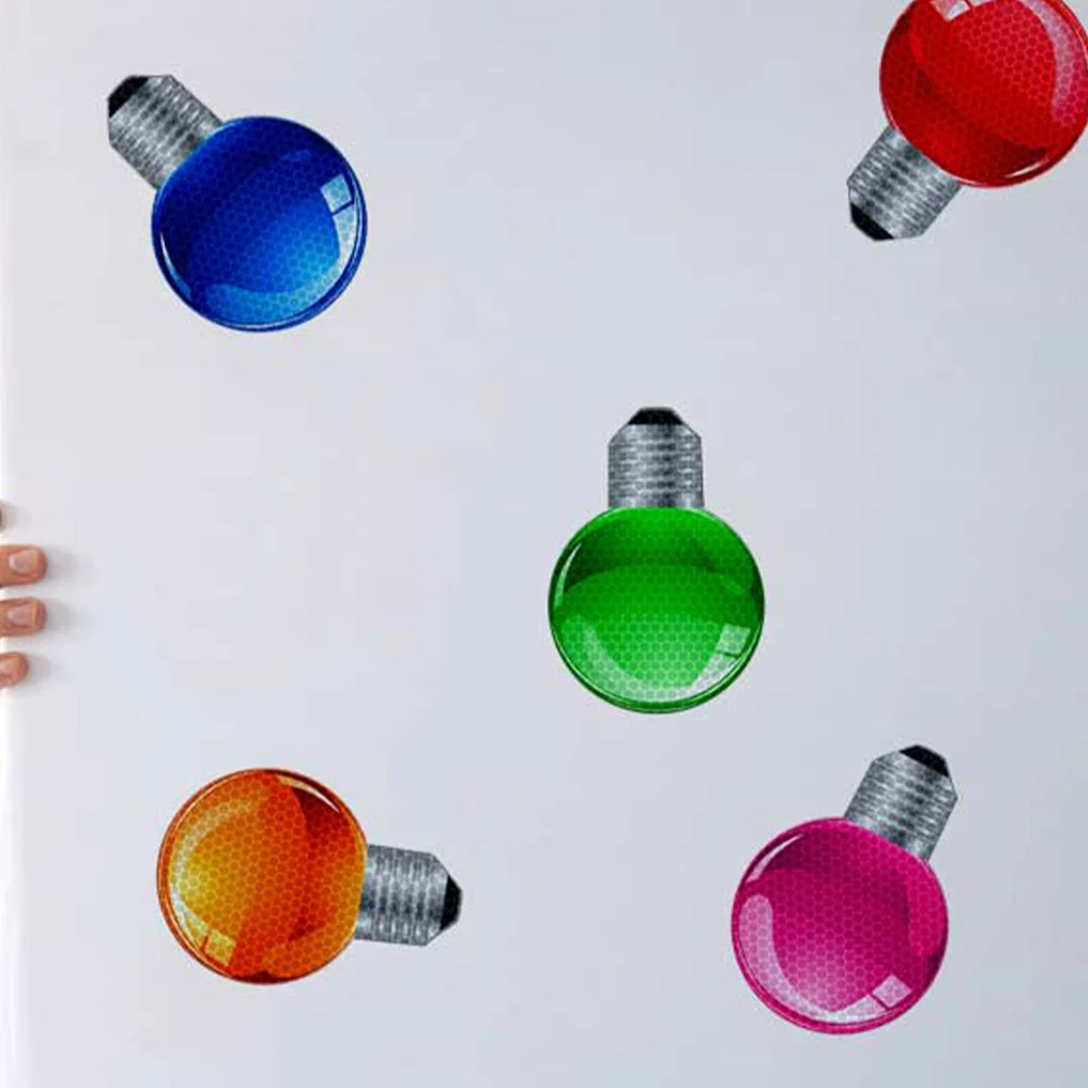 1 Juego de pegatinas de imanes de bombilla de coche de Navidad, decoraciones reflectantes para puerta de nevera, suministros bonitos para fiesta de Navidad, pegatina de imanes de bombilla de coche