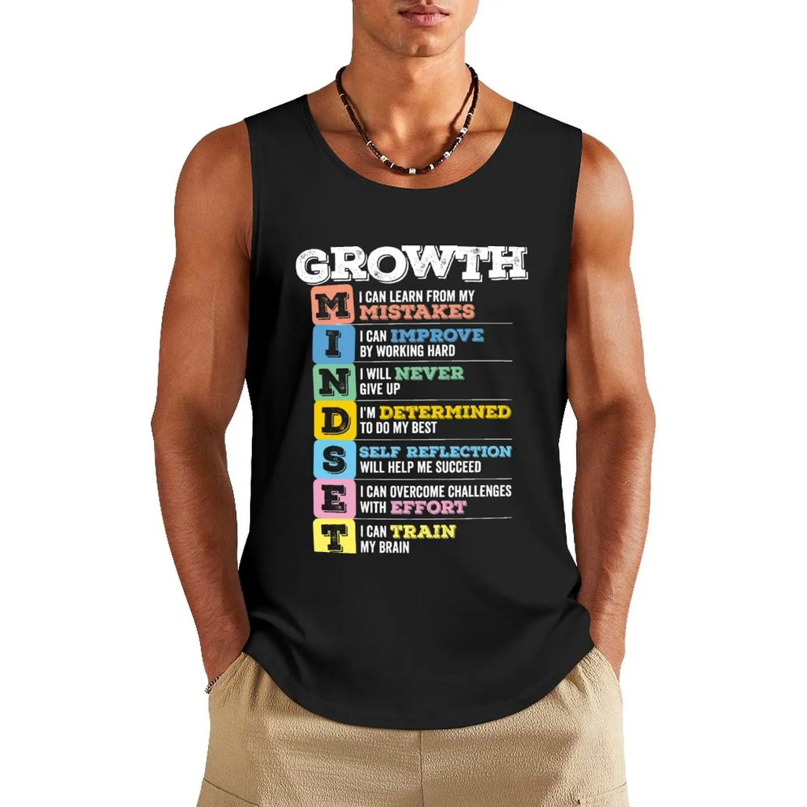 Growth Mindset Meaning Tank Top Bodybuilding shirt T-shirt sports t-shirt for man Gym man