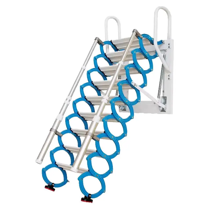 Telescopic staircase folding and lifting wall-mounted household multi-functional folding, shrinking and stretching duplex