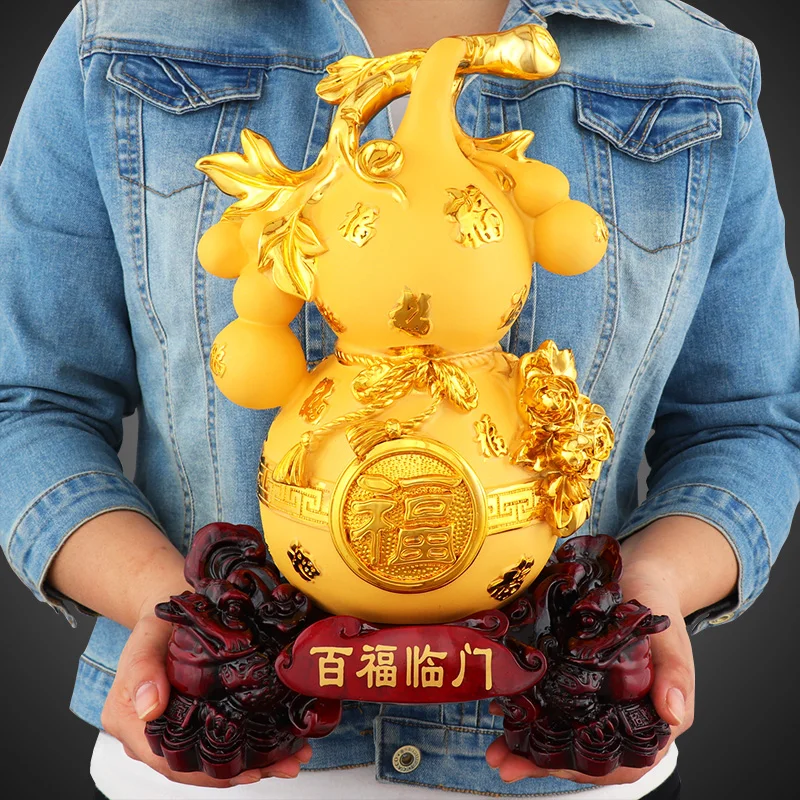 Imagem -04 - Chinês Fengshui Lucky Money Gourd Resina Estátua Home Decor Sala Decorações Acessórios Ornamento do Escritório Presente de Aniversário