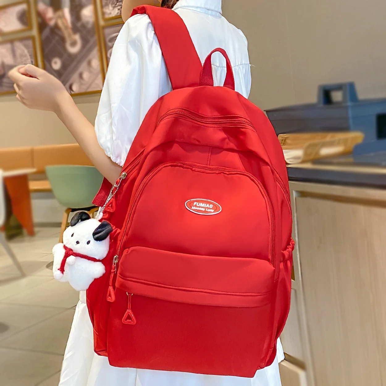 Women Red Lady Waterproof Cute Laptop New Book Bag Girl Kawaii Nylon School Backpack Fashion Female Travel College Backpack Cool