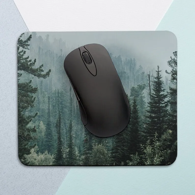 Mousepad Forest Deep Green Square Mouse Pad Desk Decoration Mousepad Fog Mouse Pad Office Decor Round Mouse Pad Office Supplies