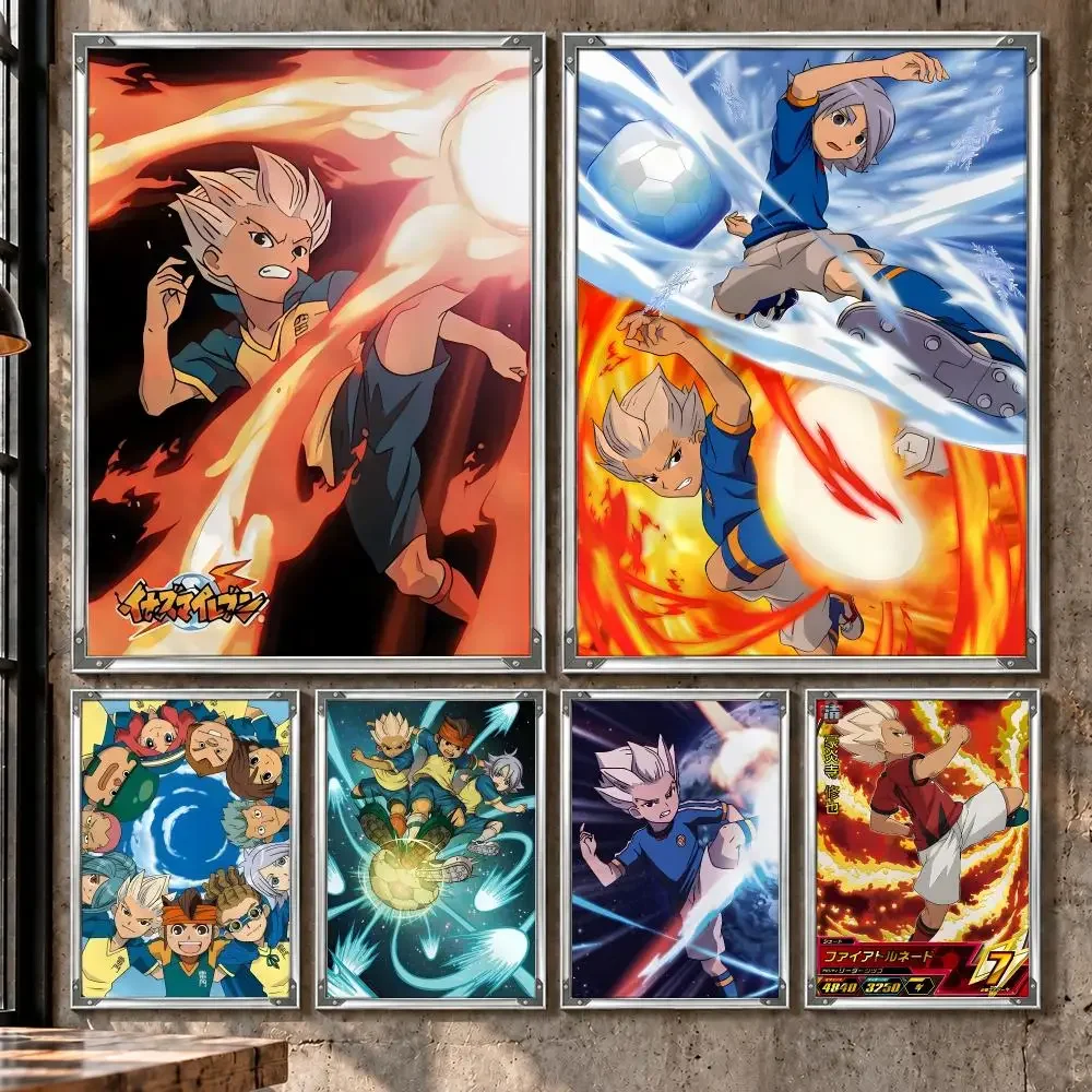 Anime Inazuma Eleven Soccer Action Poster HD Self-Stick Wall Decor Bedroom Dorm Office Gaming Garage Bathroom Gift