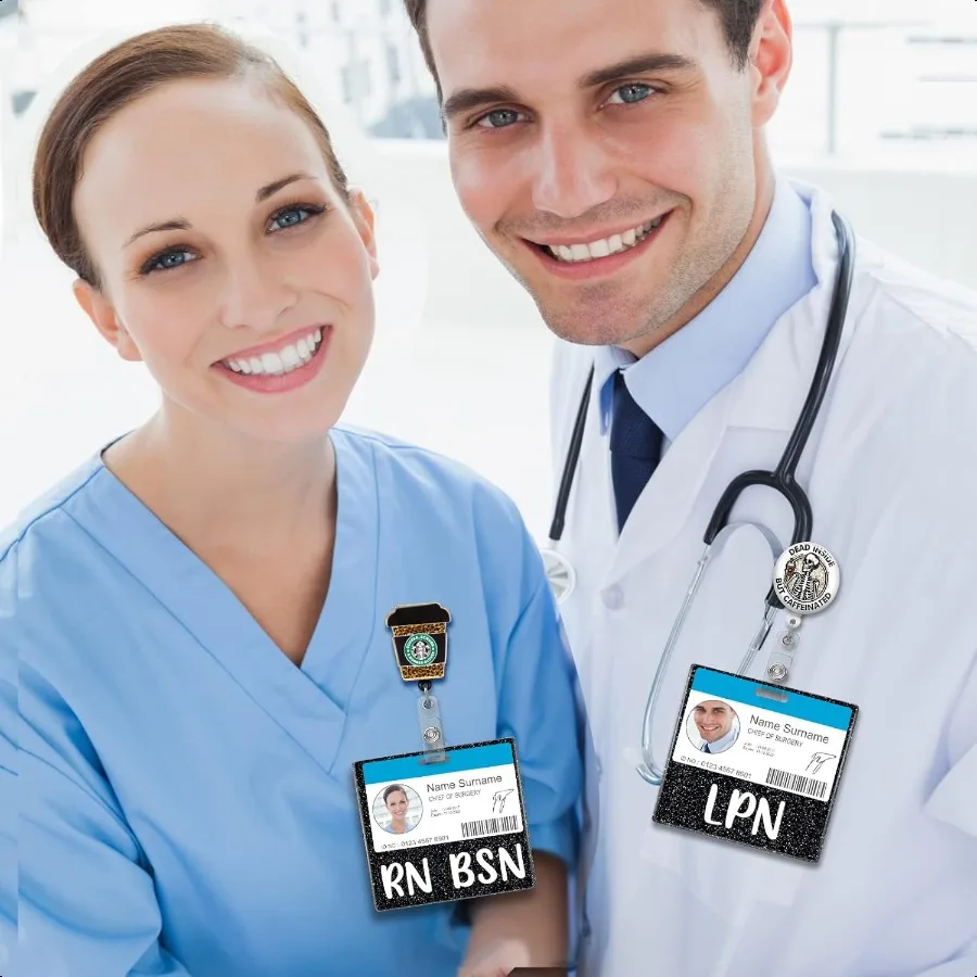 LPN شارة الأصدقاء بطاقة ممرضة التمريض الملحقات بريق الأسود شارة أفقية تحديد العلامات