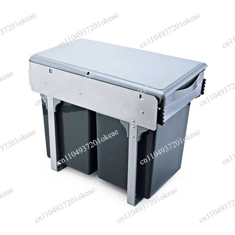Cabinet drawer type double bucket classification deodorant trash can kitchen inlay pull hidden type