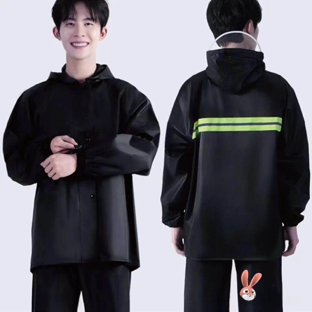 

Утолщенный светоотражающий дождевик и брюки (комплект) для мужчин: раздельный водонепроницаемый костюм для дорожных работников и санитарных служб