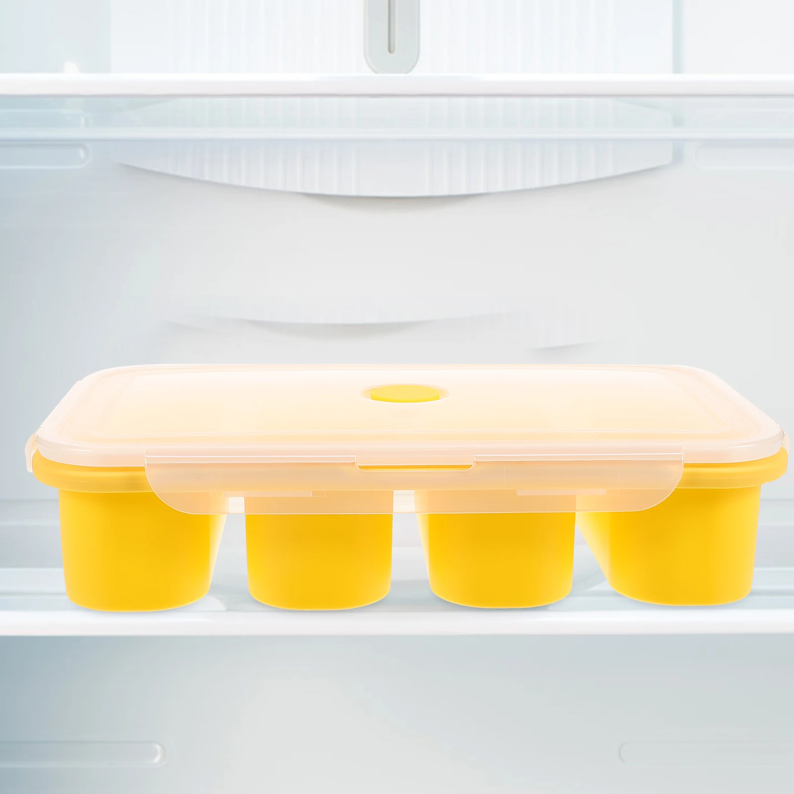 

Silicone Ice Tray Baby Food Box Cube Mold Freezer Yellow Large Capacity Ice Balls Making Tray Practical Storage