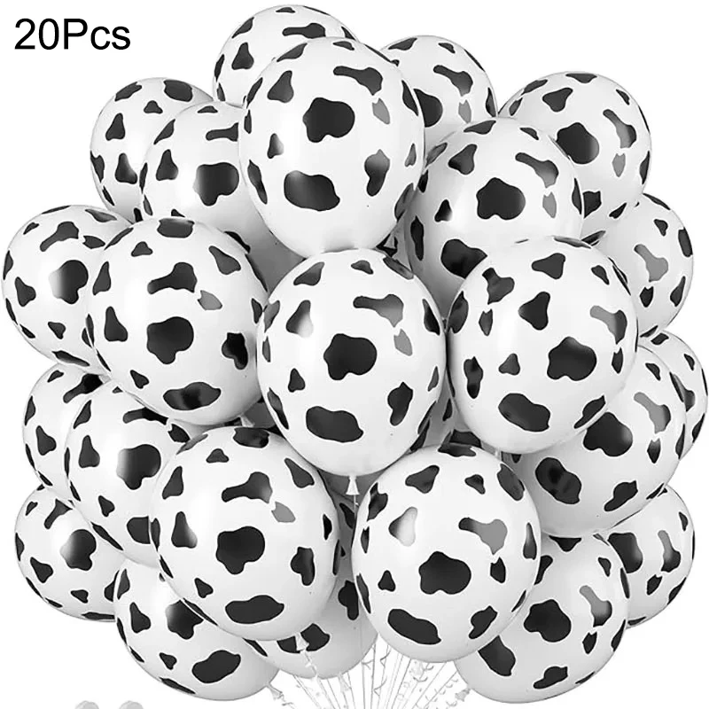 10/20Pcs 12inch Milk Cows Print Latex Balloons Kids Birthday Party Decoration Animal Balloon Baby Shower Air Balls Globos