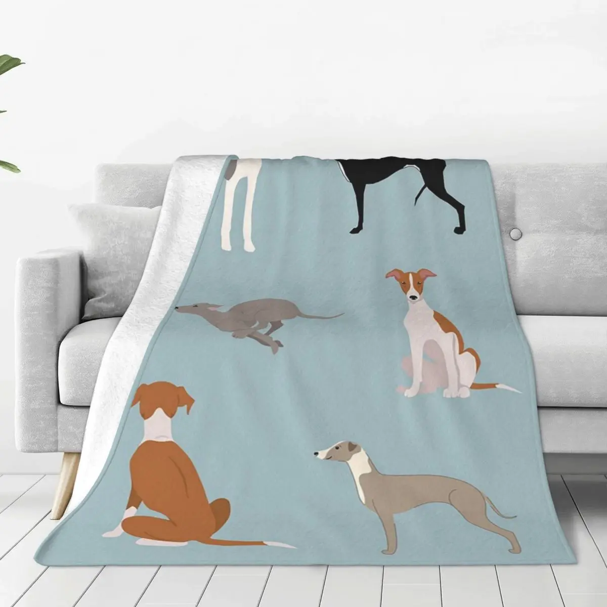 Lurcher Greyhound Whippet Pattern Blanket Flannel Breathable Sofa Throw Blankets For Couch Bedding Throws Bedspread Quilt