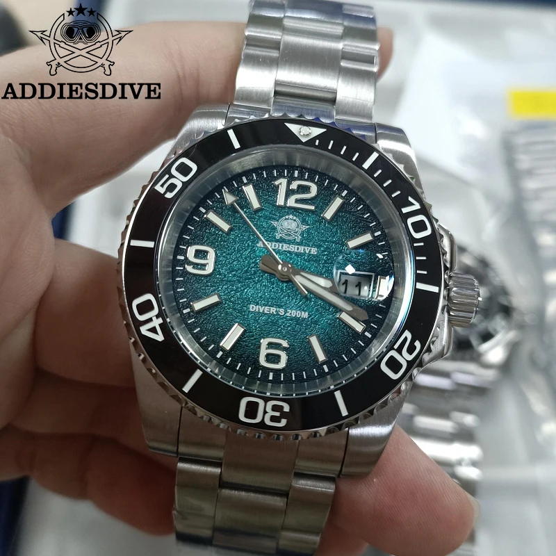 ADDIESDIVE 2025 nouvelle montre pour hommes plongée 41mm montre-bracelet à Quartz 200m étanche lunette en céramique Super lumineuse montre de natation
