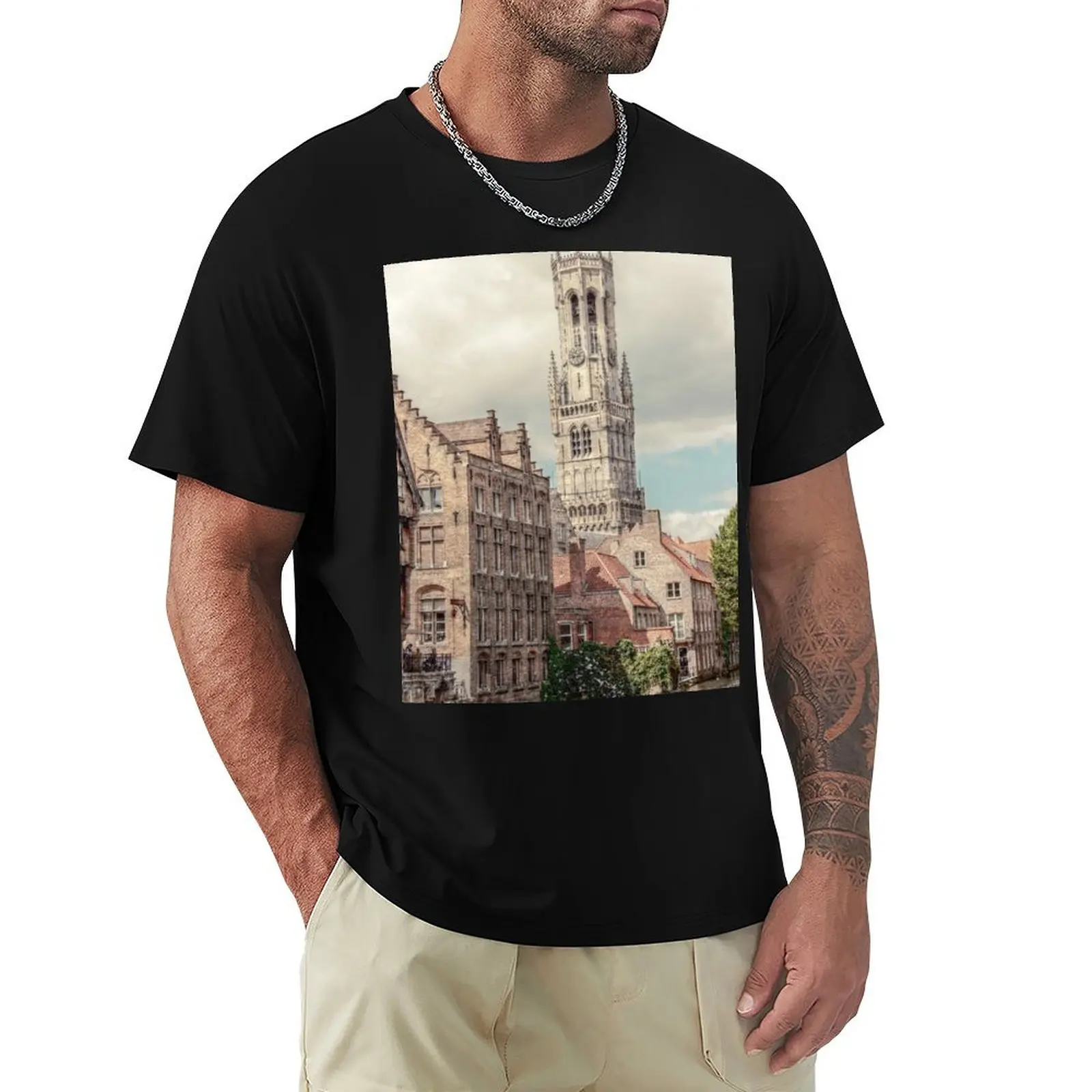 Belfry The Tower Bruges Romantic Canal T-Shirt mens graphic t shirts T-Shirt