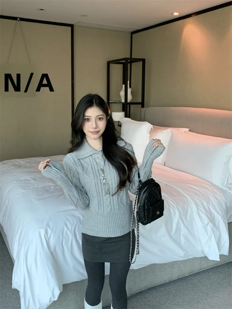 

Шикарный вязаный свитер с витым воротником, женский тонкий зимний топ для похудения, корейский Sle Commute Faion, обычный све