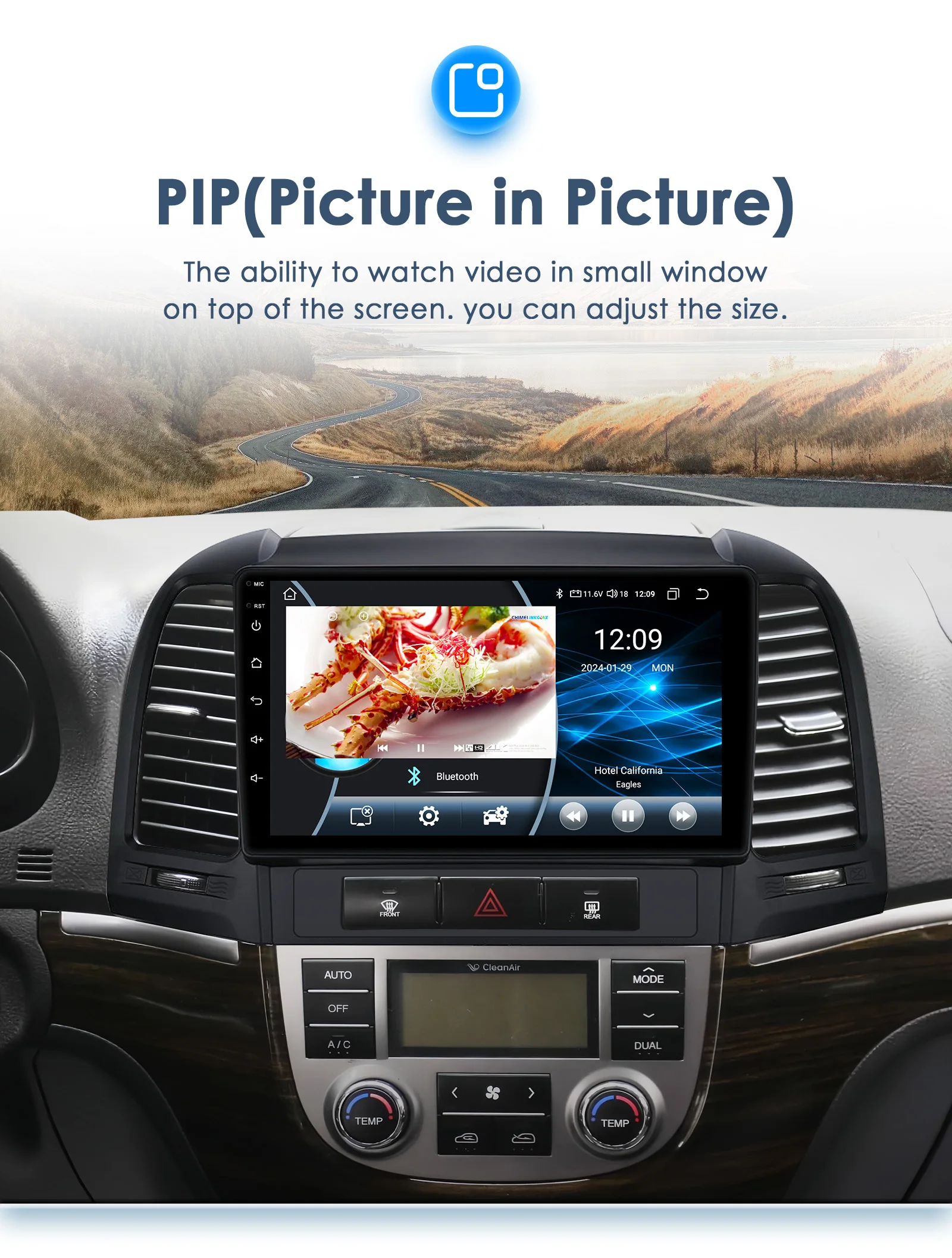 9" Hizpo 2Din Android Auto Car Radio for Hyundai Santa Fe 2 2006 - 2012 RDS DSP GPS Navigation SWC BT 4G CarPlay UI8581 System