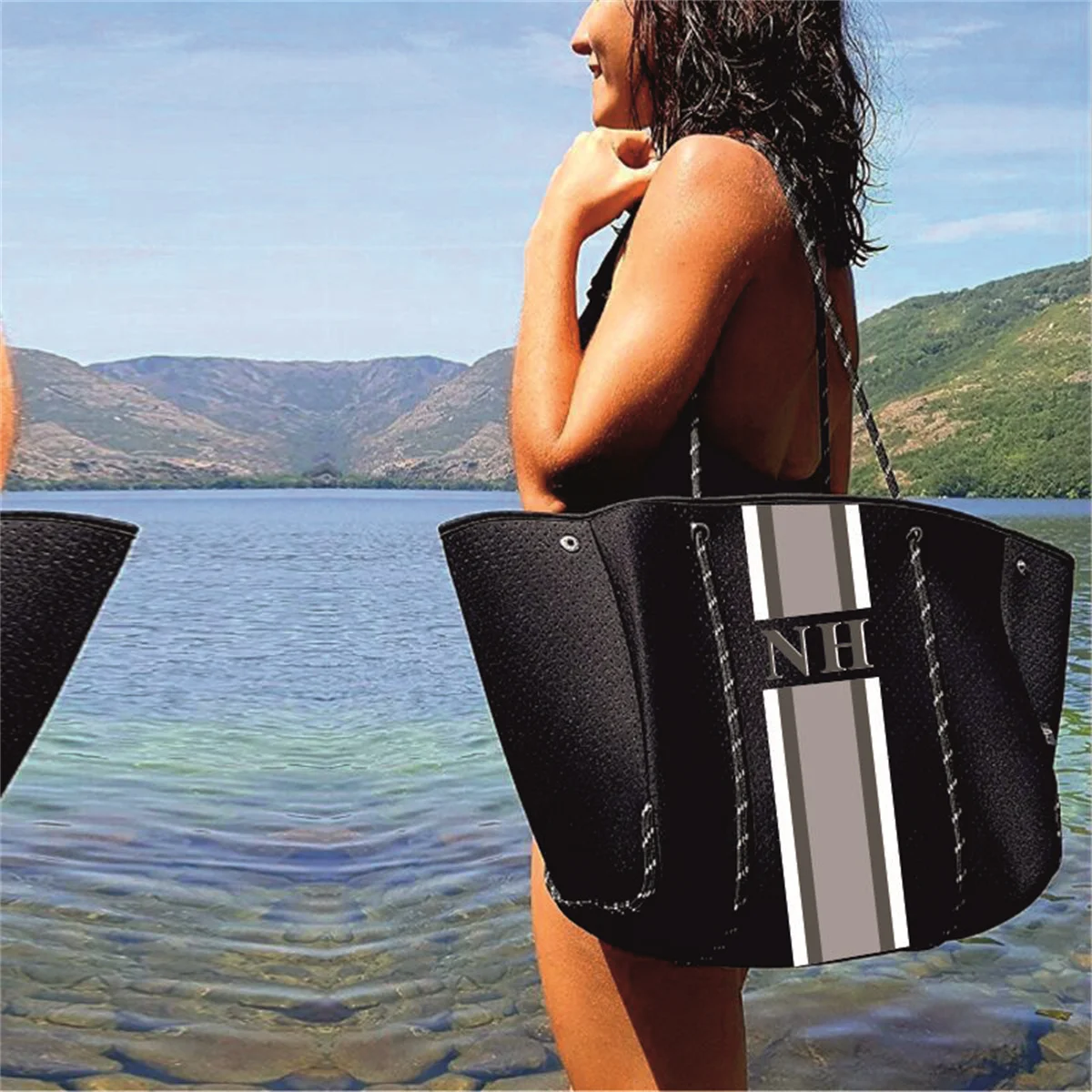 Nome personalizzato primavera estate personalizzazione borsa a tracolla da donna borsa a mano in Neoprene di grande capacità borsa da spiaggia per