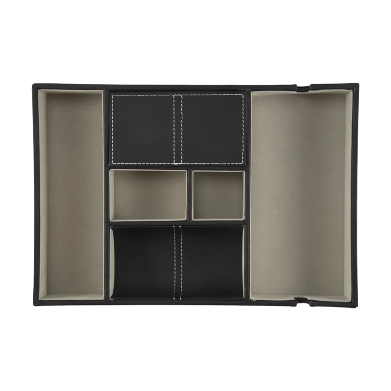 

L55A-Valet Tray для мужчин, поднос EDC, органайзер для тумбочки, органайзер для стола, зарядная станция, фиксация всех, поднос для комода, черный искусственный