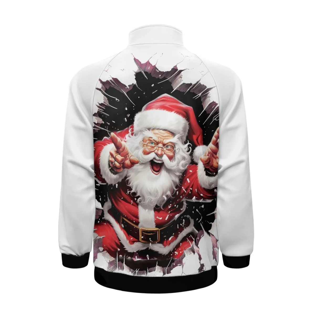 Noisydesigns White Santa Claus Men's Stand Collar Raglan Sweatshirt Jacket Merry Christmas Fashion 2024 Zipper Tops Outerwear