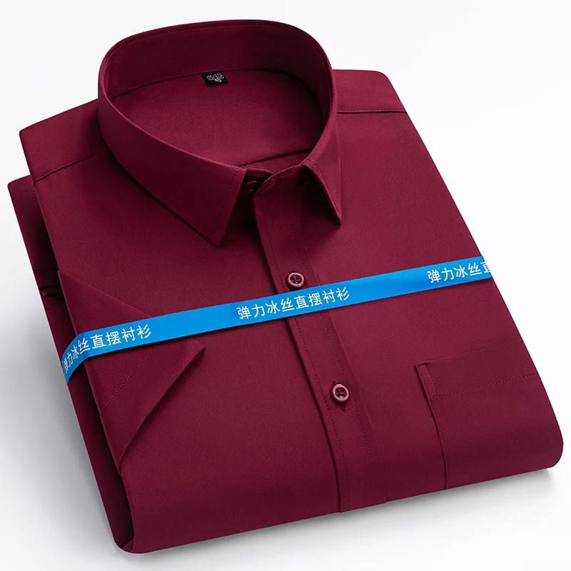 

Мужские рубашки против морщин, классические рубашки с короткими рукавами для мужчин, приталенная Camisa, деловая блузка с карманами, белая рубашка 6XL 7XL