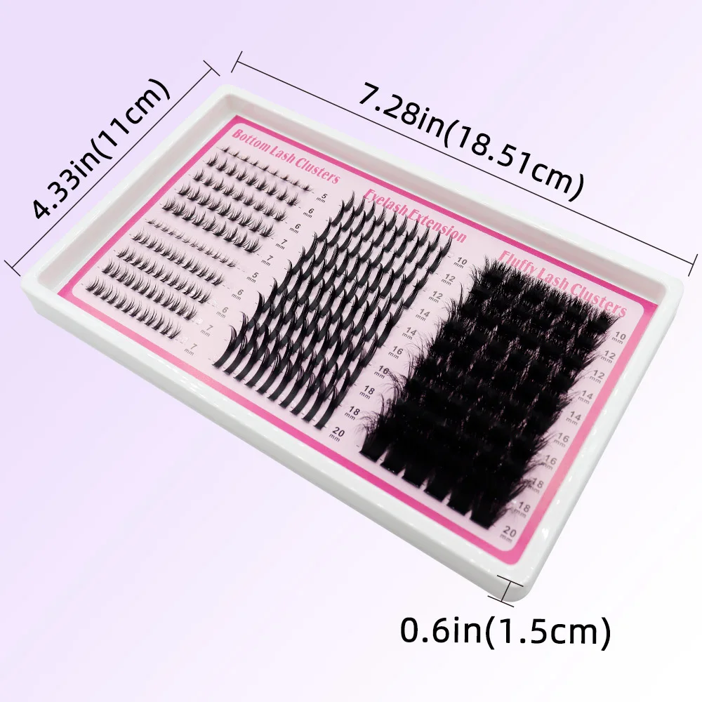 Lash Extensions Kit Spikes Lash Individuals 3D Volume Eyelash Clusters D-Curly Lash Clusters Kit 12-20MM DIY Eyelash Extensions