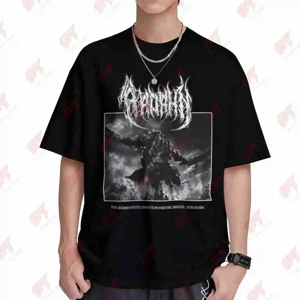 Soulsborne Metal Style Red Maned Cosmic Warlord Short Sleeve Tee 100% Cotton T-Shirt