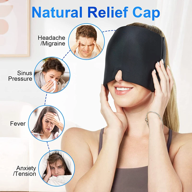 Gel Hot Cold Therapy Headache Migraine Relief Cap For Chemo,Sinus,Neck Wearable Therapy Wrap Stress Pressure Pain Relief Massage