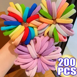 50-200PCS Girls Colorful Nylon Elastic Hair Bands Women Rubber Bands Headband Scrunchie Kids Ponytail Holder Hair Accessories