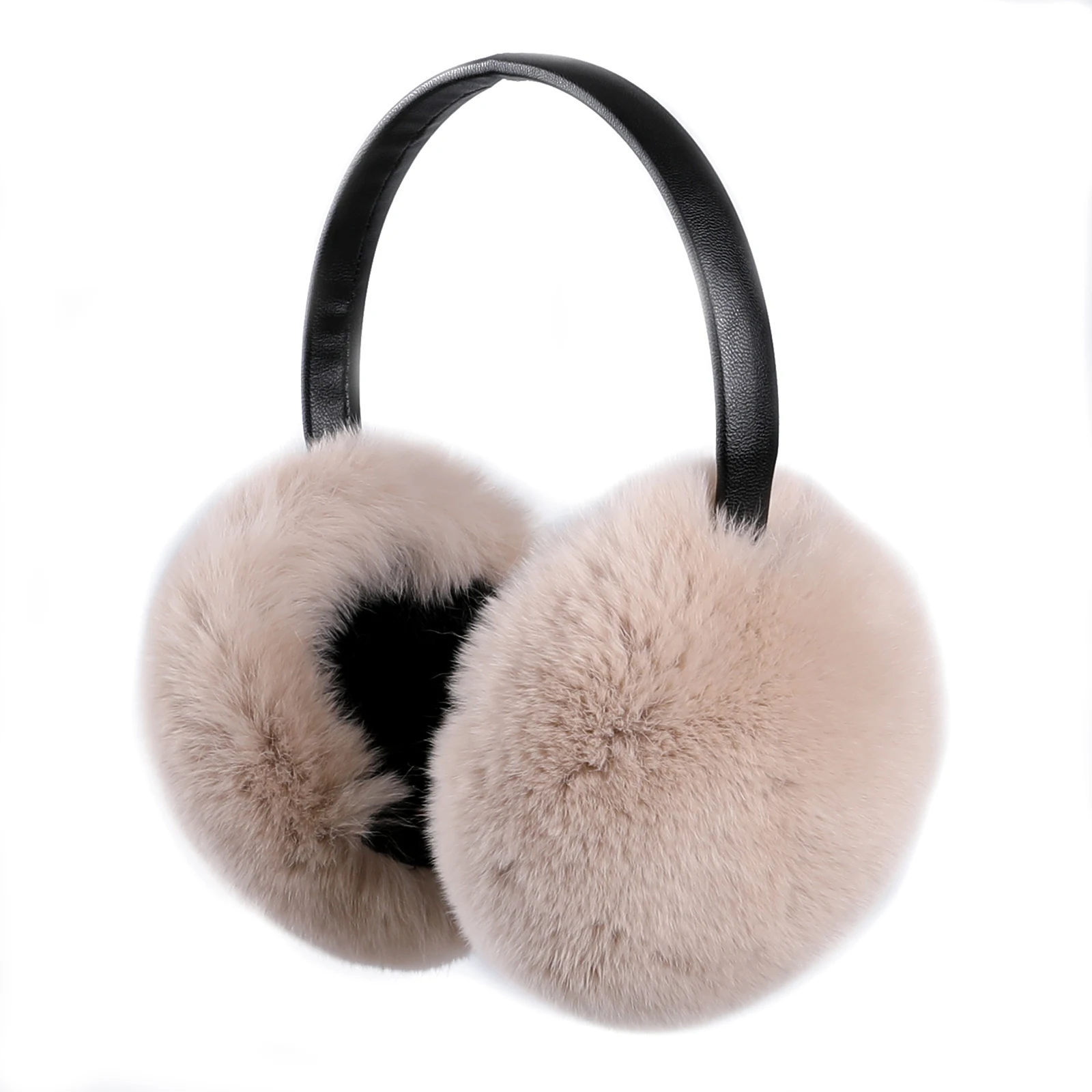 

BOONJOVIA Adjustable Real Rex Rabbit Fur Earmuffs Soft Warm Ear Muffs for Winter Women Men Velvet Lining Ear Warmers