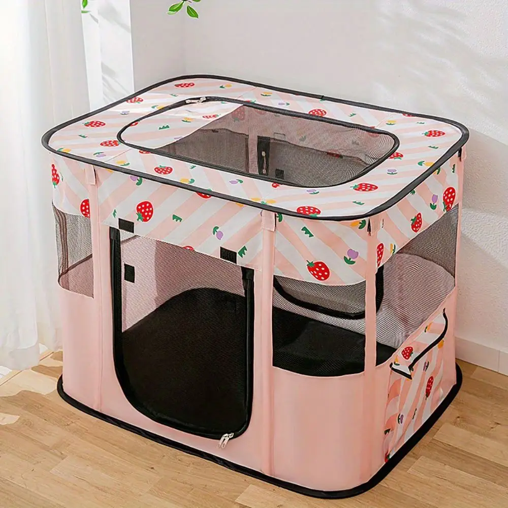 Rectangular Cat House Delivery Room Breathable Foldable Puppy Cat Cozy Tent Mosquito Prevention Roller Shutter Door