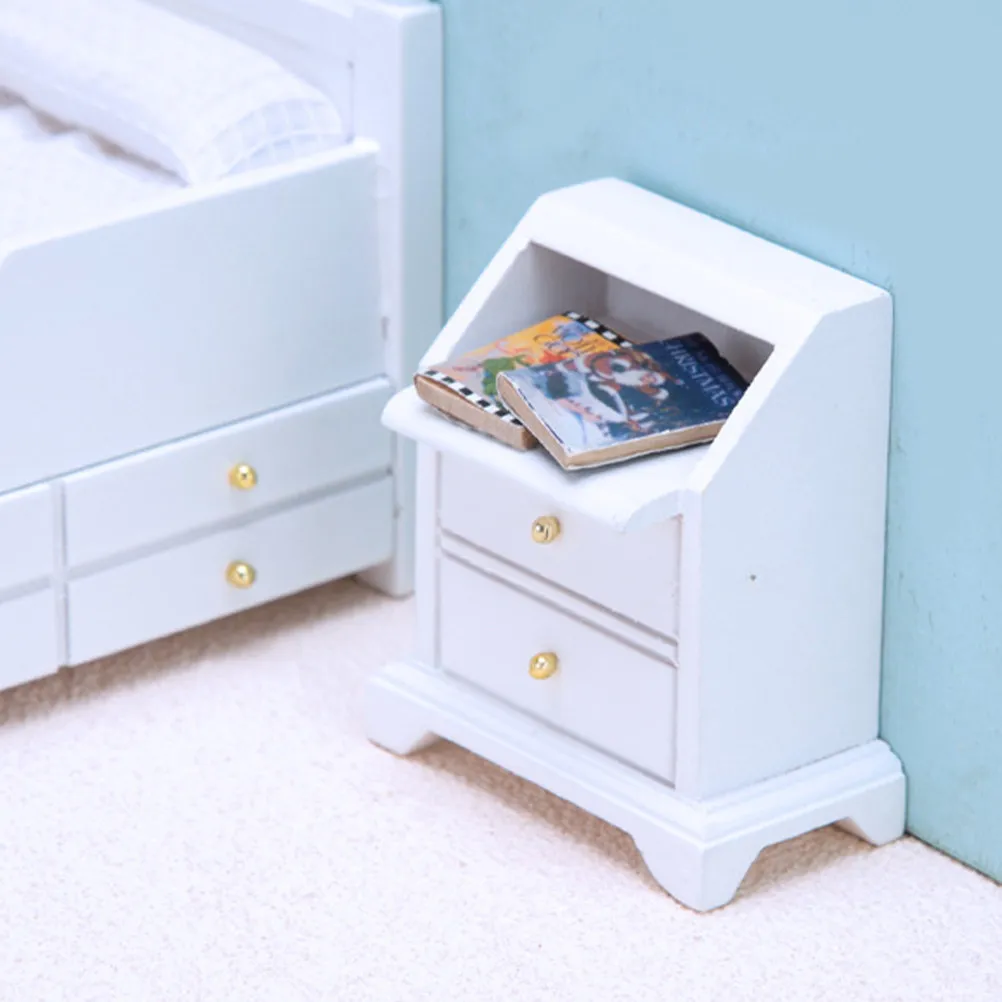 

2Pcs Miniature Cabinet Chic Craft Decor Creative Small Furniture for Kids Desktop Storage Shelf Hand Safe Wooden Ornament