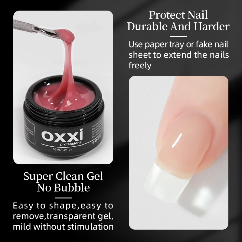 OXXI 56ml UV Nail Extension Gel Semi-permanent Builder Varnish Manicure Poly Nails Gellac Acryl Gel Polish Easy Building Enamels