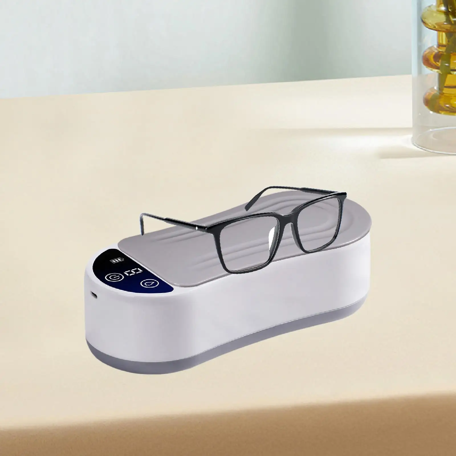 

Ultrasonic Glasses Cleaner Machine,Jewelry Cleaner Portable Adjustable Cleaning Box for Necklace Rings Watch Band Eyeglasses