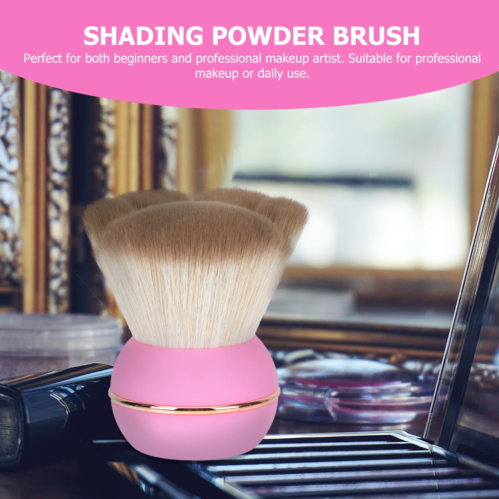 

1pc Premium Portable Powder Brush Blush Applicator Durable Makeup Tool Foundation Shading Applicator Professional Daily Use