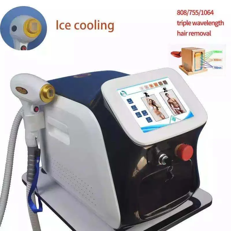 Permanent 808 Diode Hair Removal Machine 50 million Shots 755 1064 808 3-wavelength beauty machine language custom