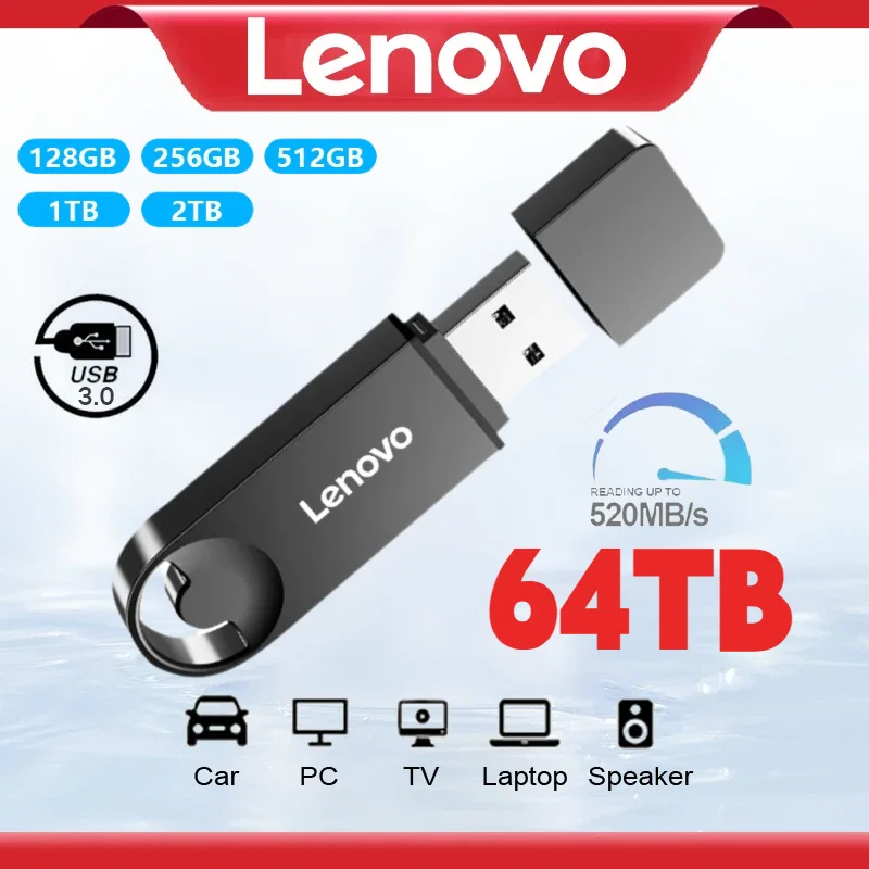 

Lenovo 64TB High-Speed Pendrive Type-C Interface Large Capacity 2TB/8TB/16TB USB Flash Drive Mechanical Style Memory Pen Drive