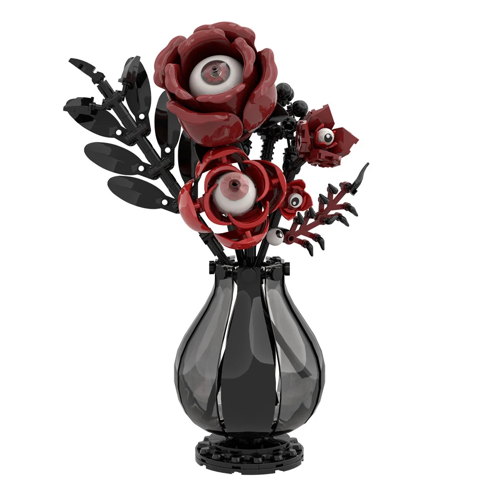 MOC 240PCS Creative Gothic Eye Flower Model Building Blocks Terrifying Flower Children's Puzzle Toys Birthday Gift Ornament