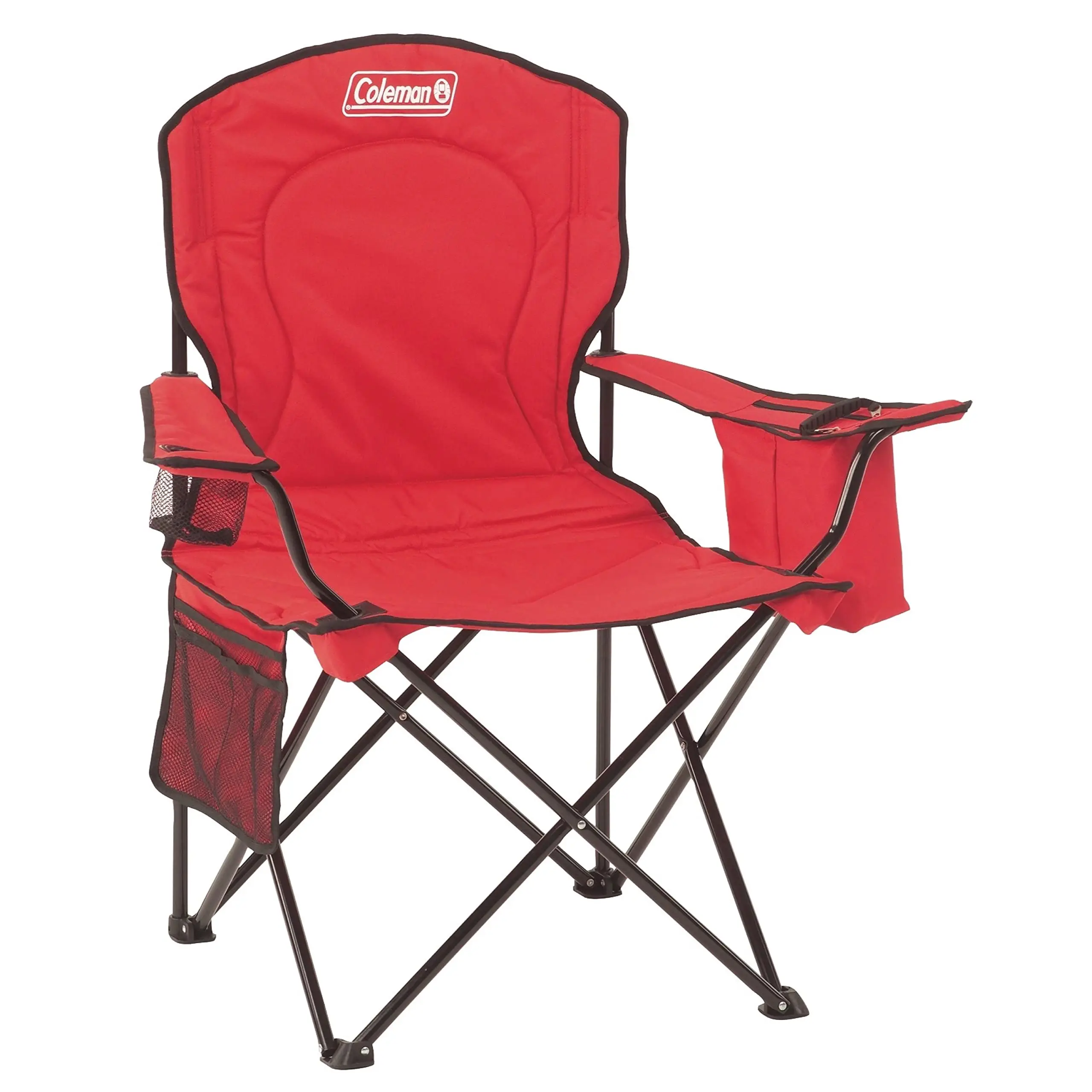 

Portable Camping Chair with 4-Can Cooler, Cushioned Seat & Back with Side Pockets & Cup Holder, Carry Bag Included, Camping