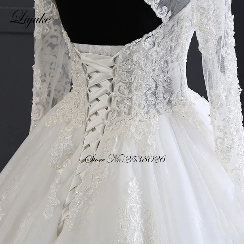 VEYUKE-Robe de Mariée Classique en Dentelle avec Corset, Manches Cape, Perles, pour Patients Princesse