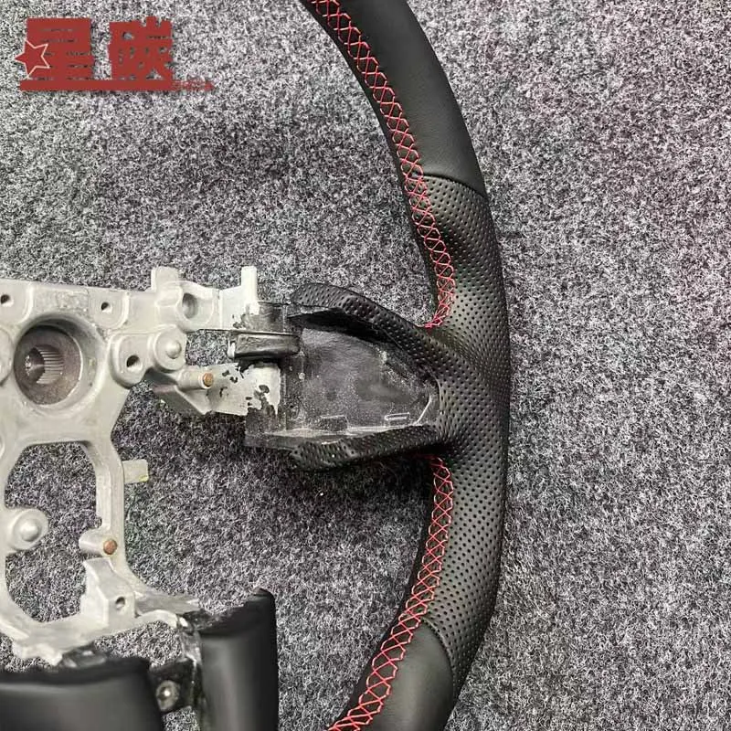 For Infiniti Q50 Perforated Leather Spliced Sports Steering Wheel Modification