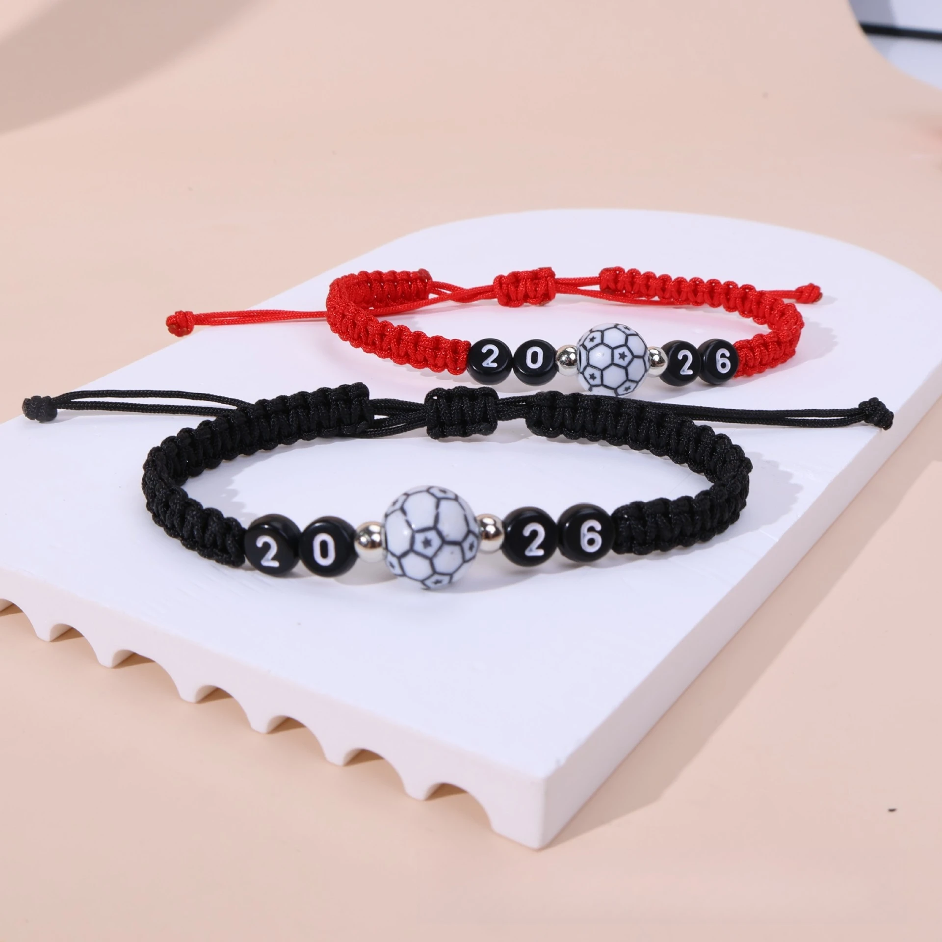 2026 Adjustable Handmade Heart Bracelet US Canada Mexico Football Bracelet Women Men Friendship Couple Gift
