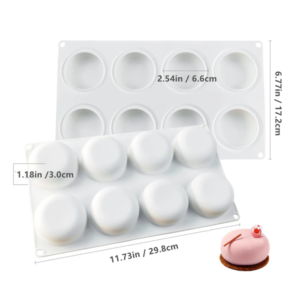 8 Hole Round Soap Mold Hand-made Soap Silicone Mold Cake Mousse Mold High Temperature Resistant Easy Releasesoap Making Supplies