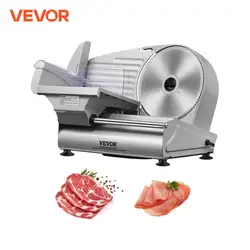 VEVOR Trancheuse Électrique Commerciale 180 W Trancheuse à Jambon Lame 190 mm 80-120 tr/min Trancheuse Charcuterie en Acier Inoxydable et Alu pour Couper en Tranches Viande Fromage Légumes Fruits