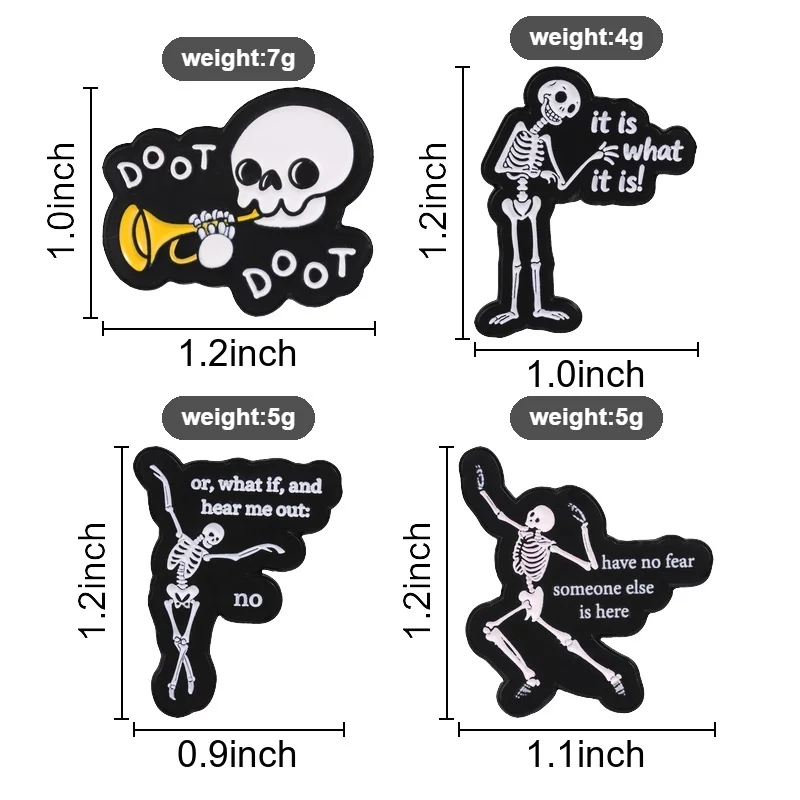 Cartoon Skeleton Dancing Enamel Pin, Funny Internet Quote Badge, Fashion Clothes Backpacks Accessory, Halloween Gift for Friends