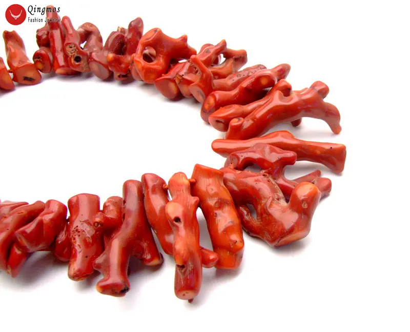 Qingmos Genuine 30-50mm Branch Natural Red Coral Necklace for Women Jewelry with Stone Necklace Fine Jewelry 18\