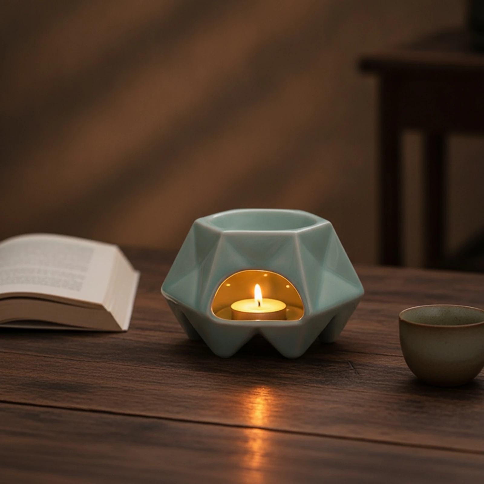 Tabletop Burner with Tealight Holder Decorative Tea Warmer Tea Leaf Warmer Elegant Ceramic Refined for Home, Desk