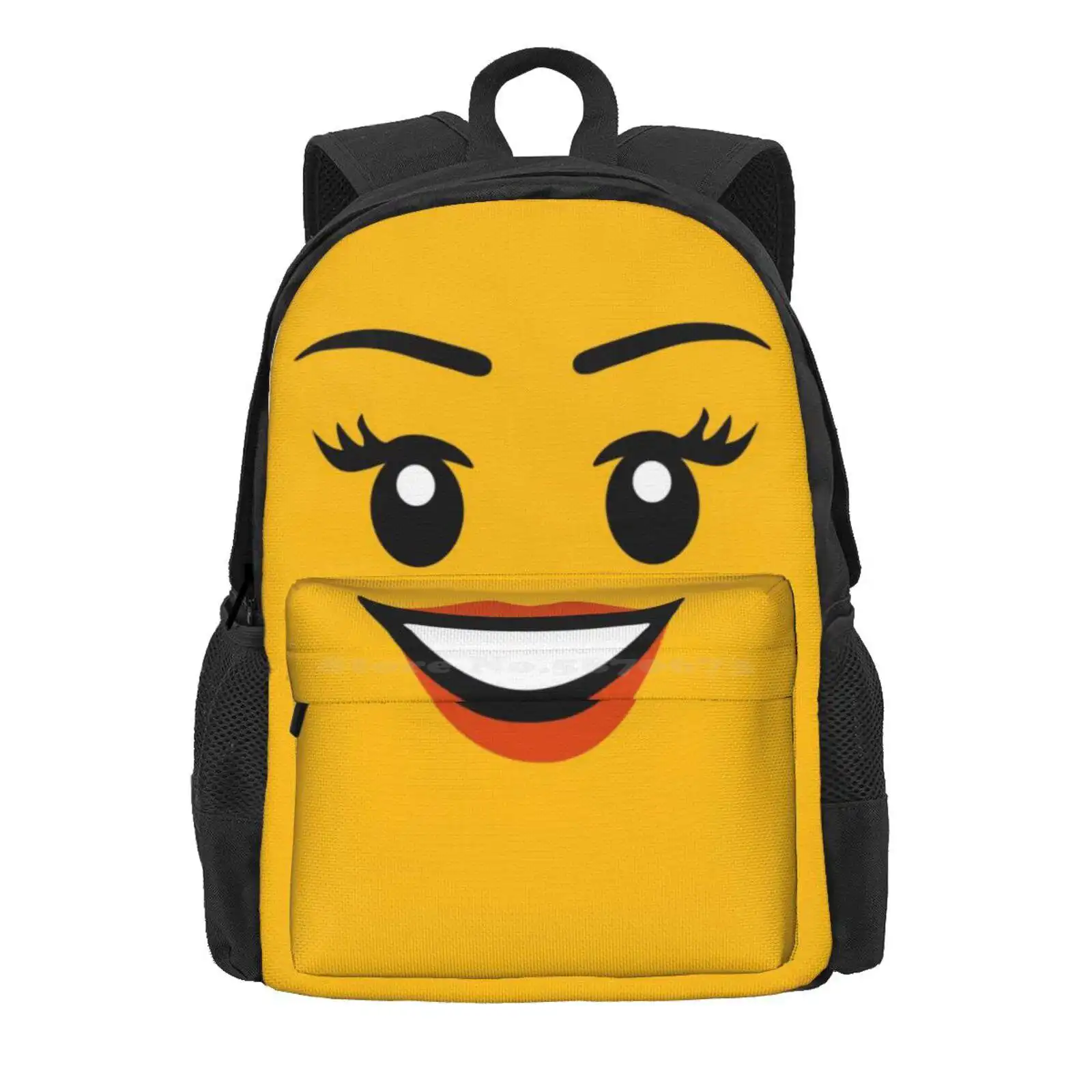 Brick Face - Girl Hot Sale Schoolbag Backpack Fashion Bags Face Face Grin Happy Yellow Funny Cool Girl Female